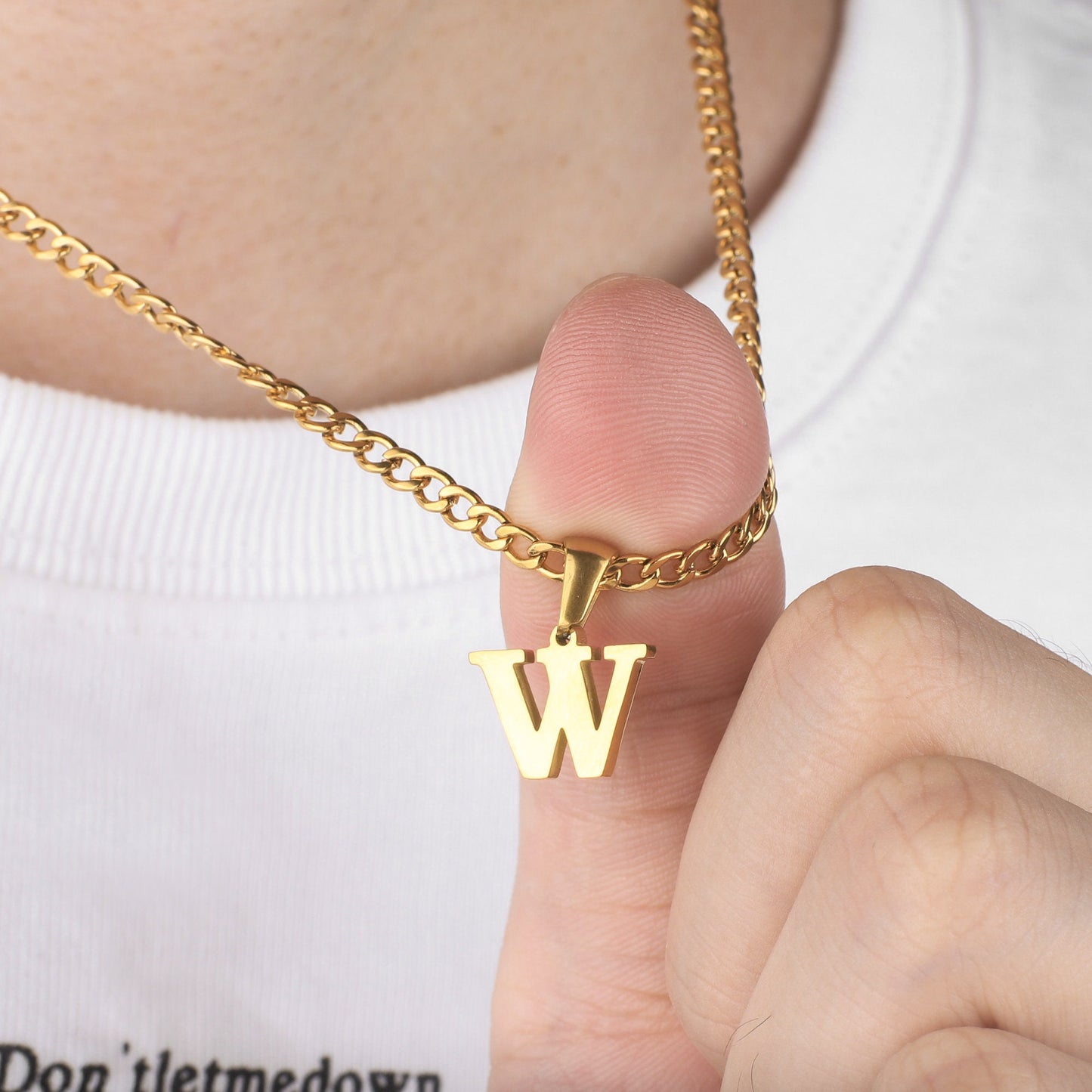 18K Gold Initial Necklace For Men, Gold Custom Necklace
