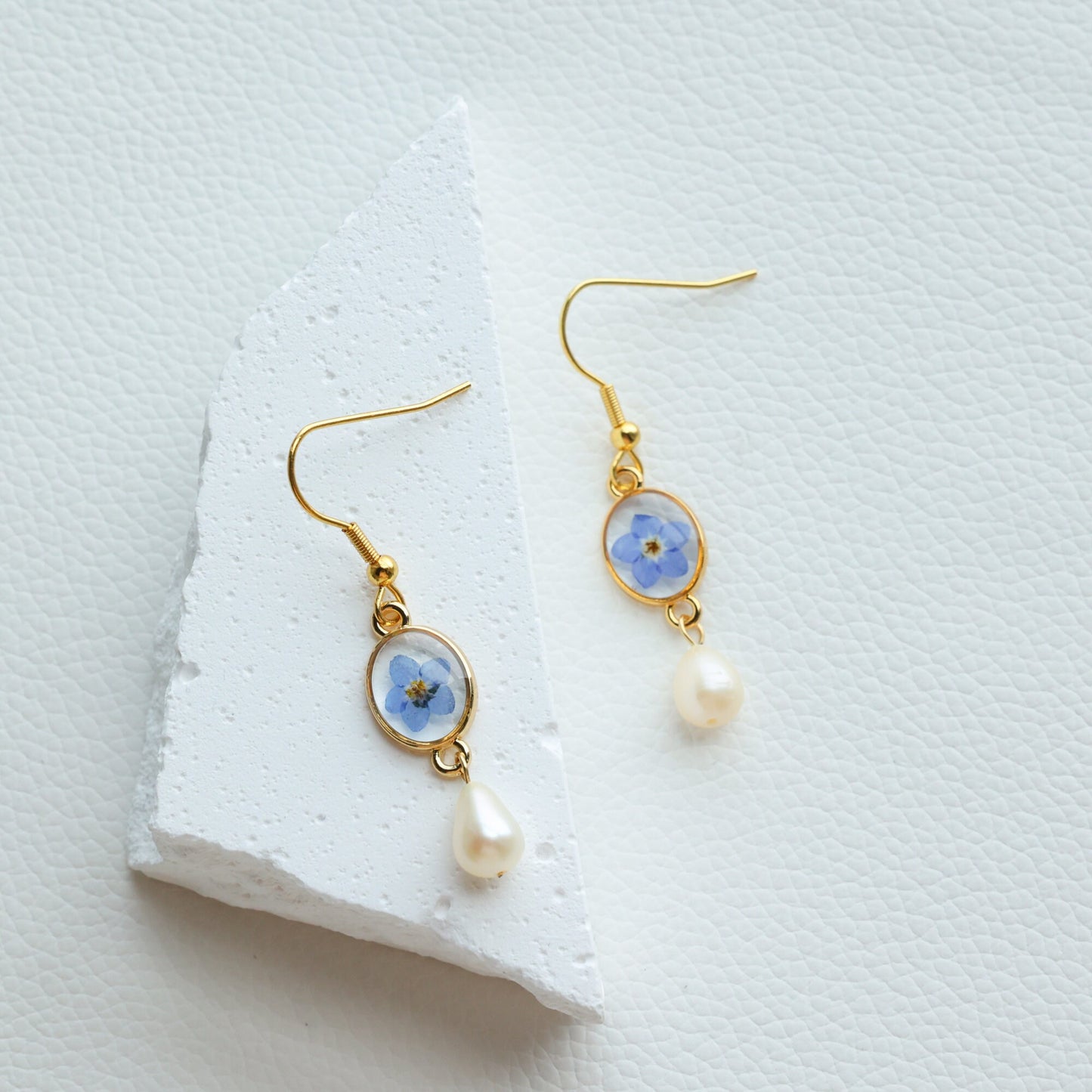 Gold Forget Me Not Flower Earrings