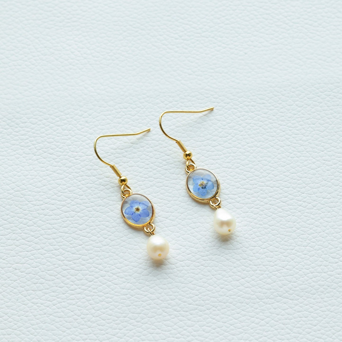 Gold Forget Me Not Flower Earrings