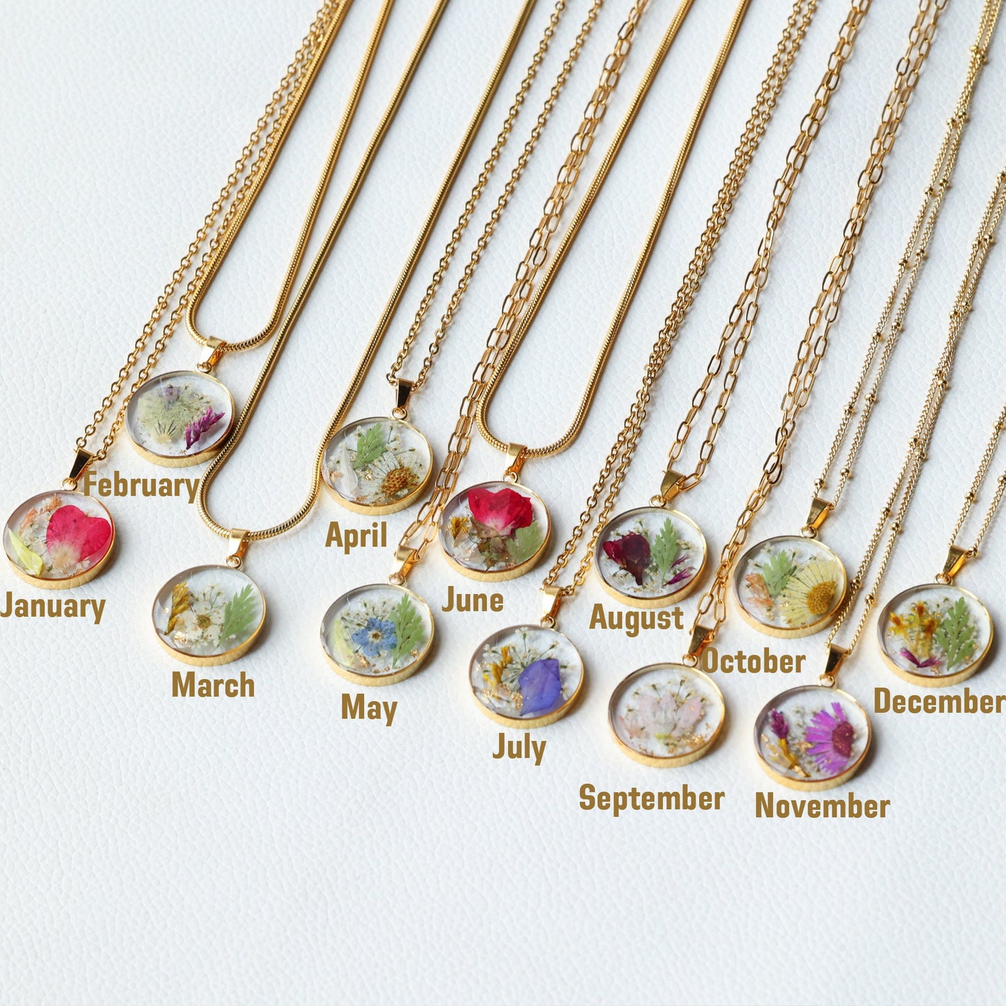 Custom Birth Month Flower Necklace