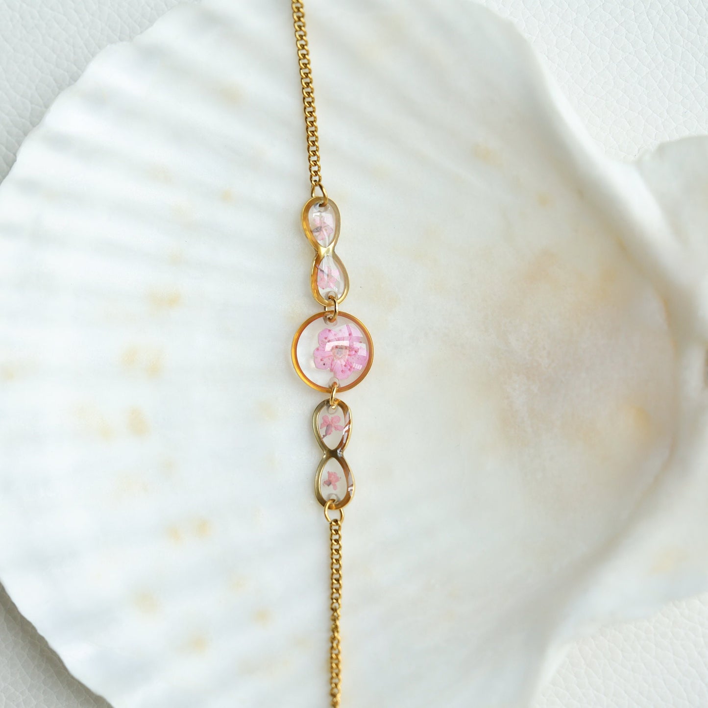 Pink Forget Me Not Flower Bracelet for Women