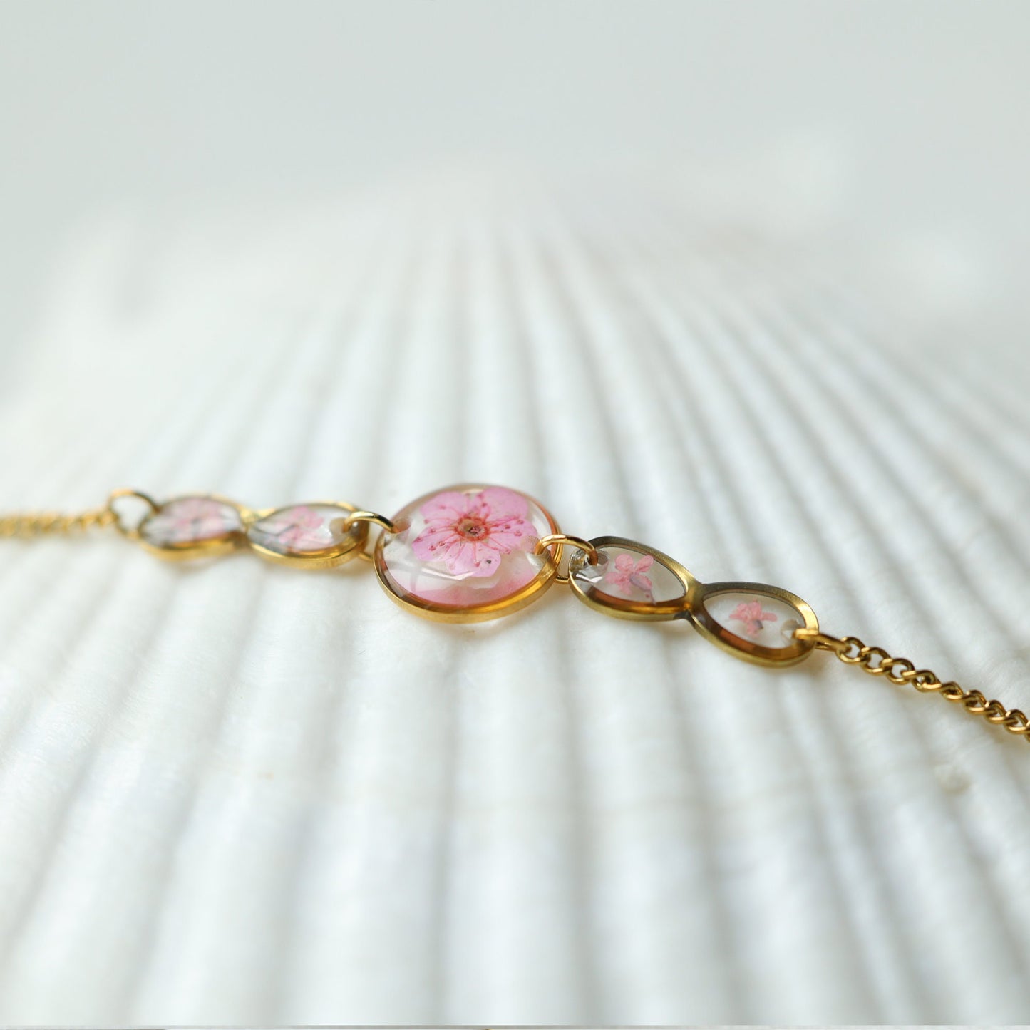 Pink Forget Me Not Flower Bracelet for Women