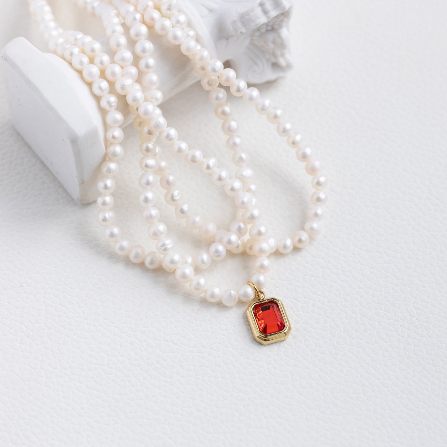 Custom Birthstone Pearl Necklace for Women