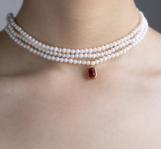 Custom Birthstone Pearl Necklace for Women
