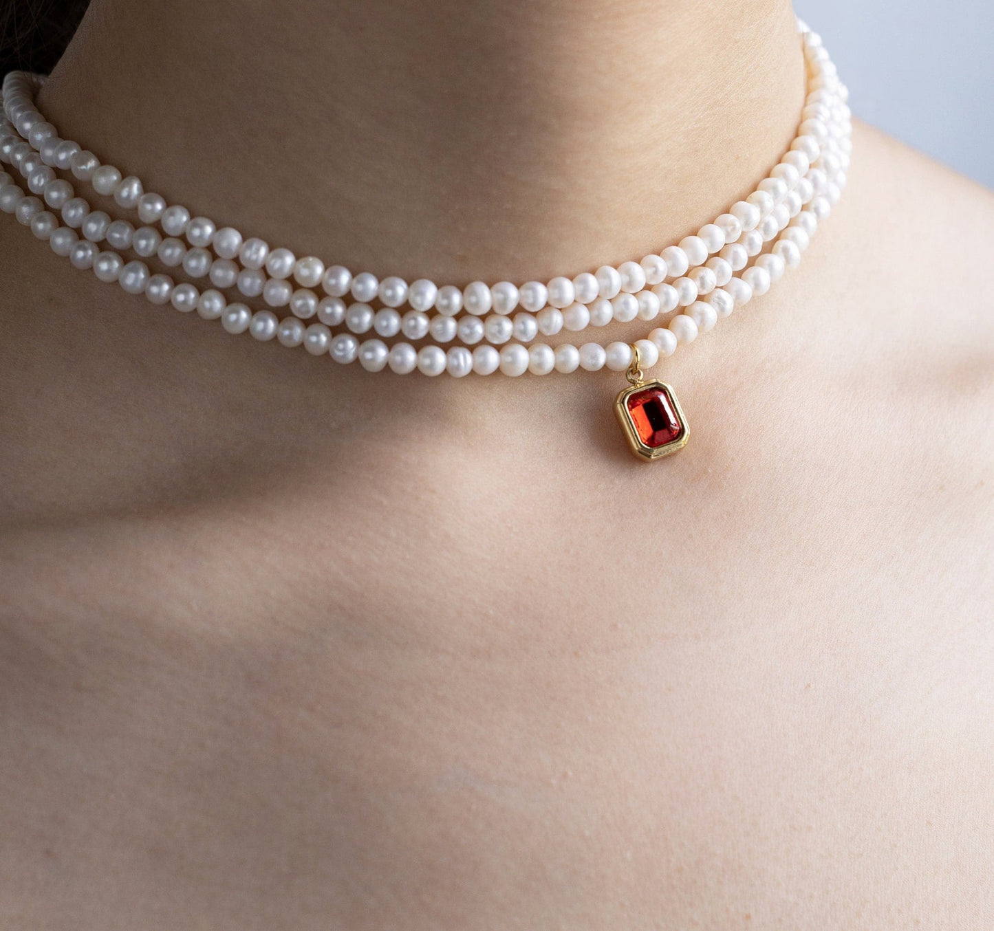 Custom Birthstone Pearl Necklace for Women