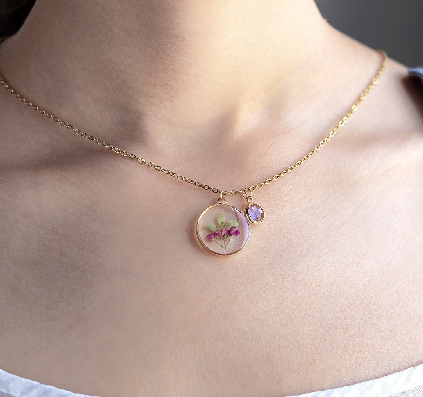 Custom Birthstone Green Leaf Necklace