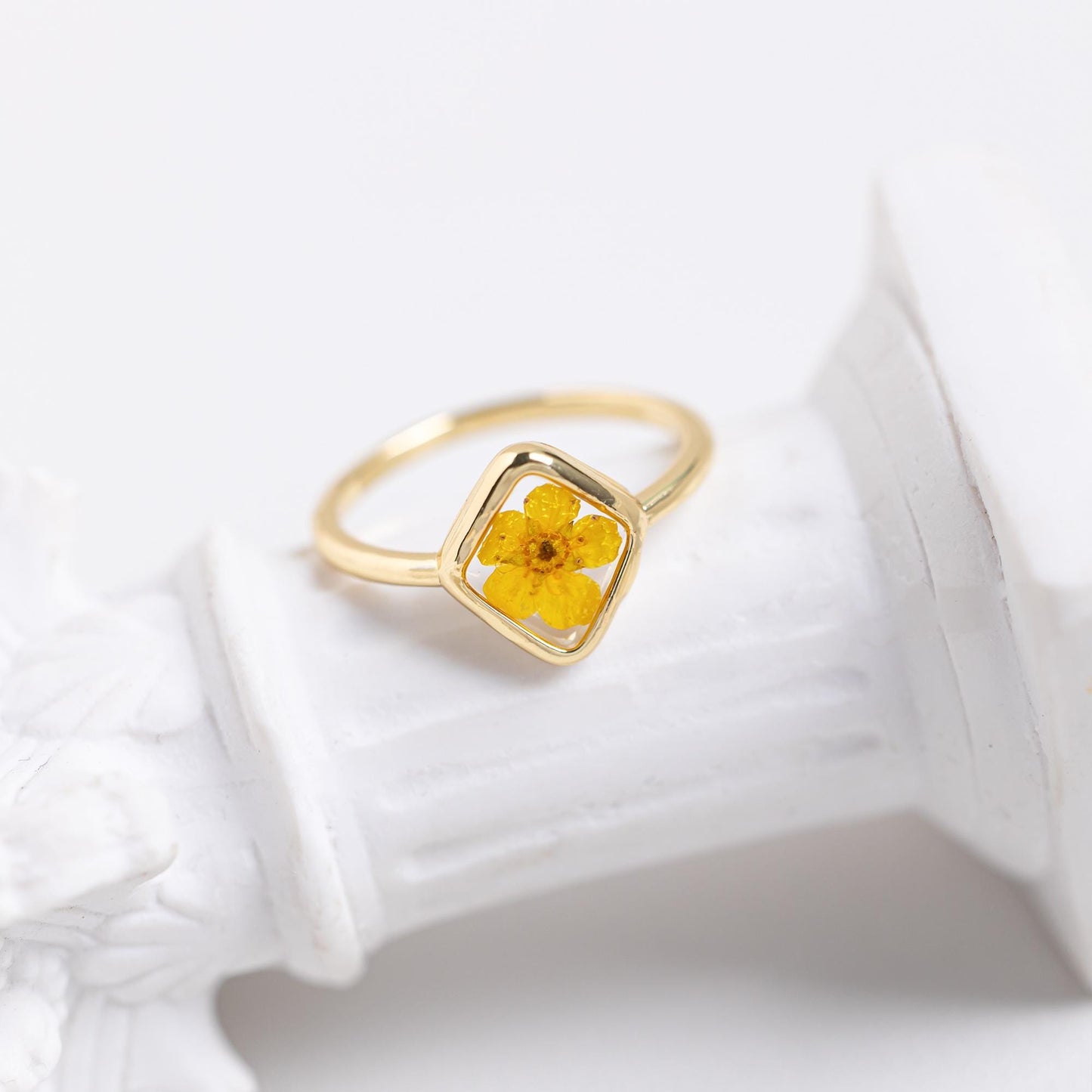 Yellow Daffodils Flower Ring for Women